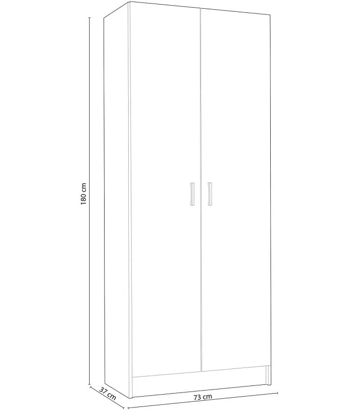 Broom cabinet 2 doors white 73 cm wide