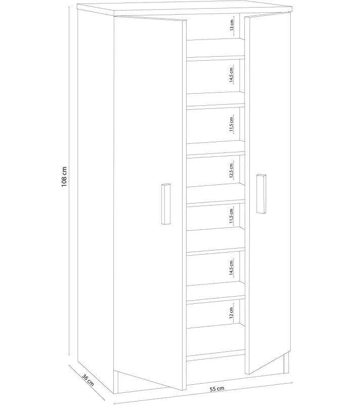 Frs Zapateros Armario 2 puertas Sfera en diferentes colores a