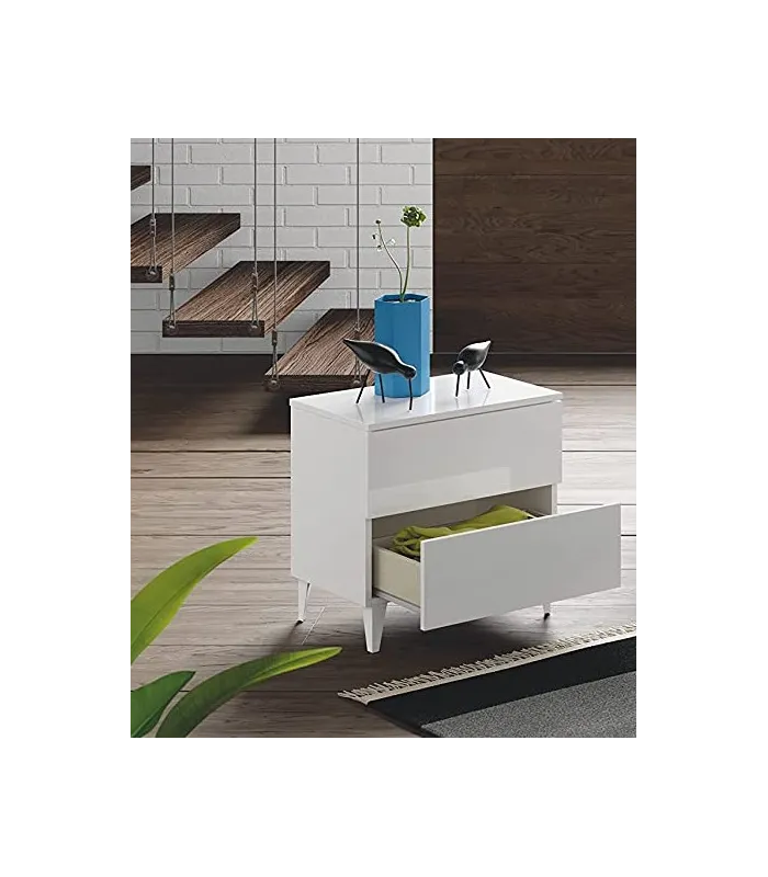 Table at night 2 white Diva drawers