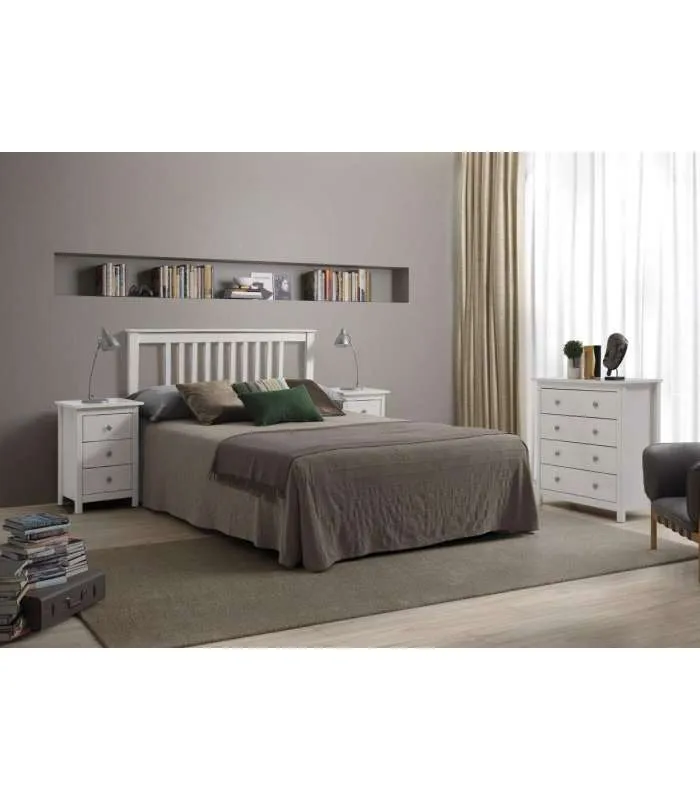 Cabecero Tabac blanco translucido 160cm, madera maciza