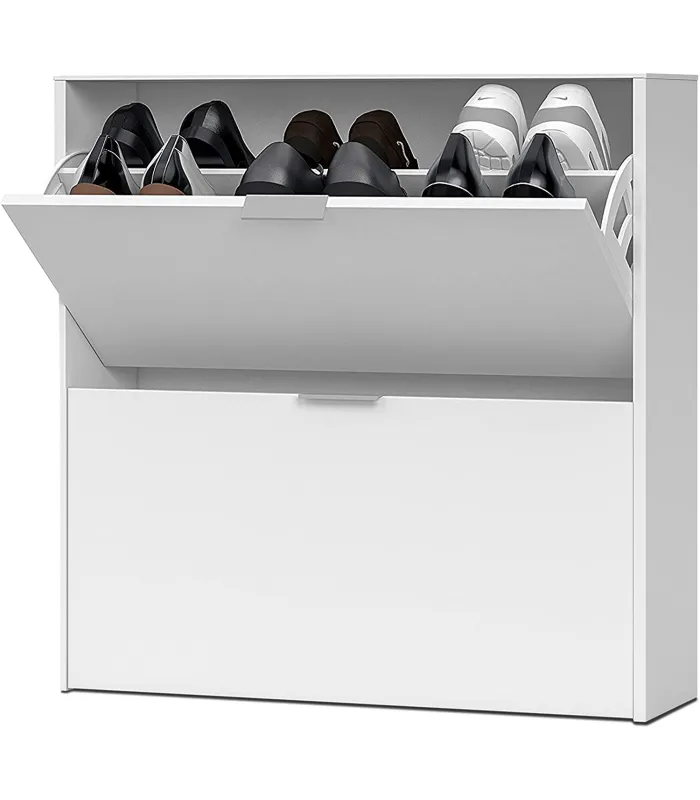 Zapatero blanco 2 puertas, ideal para 16 pares