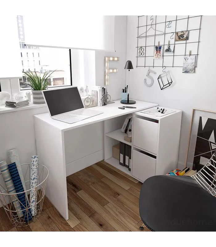 Escritorio Adapta blanco con 2 puertas y 2 huecos