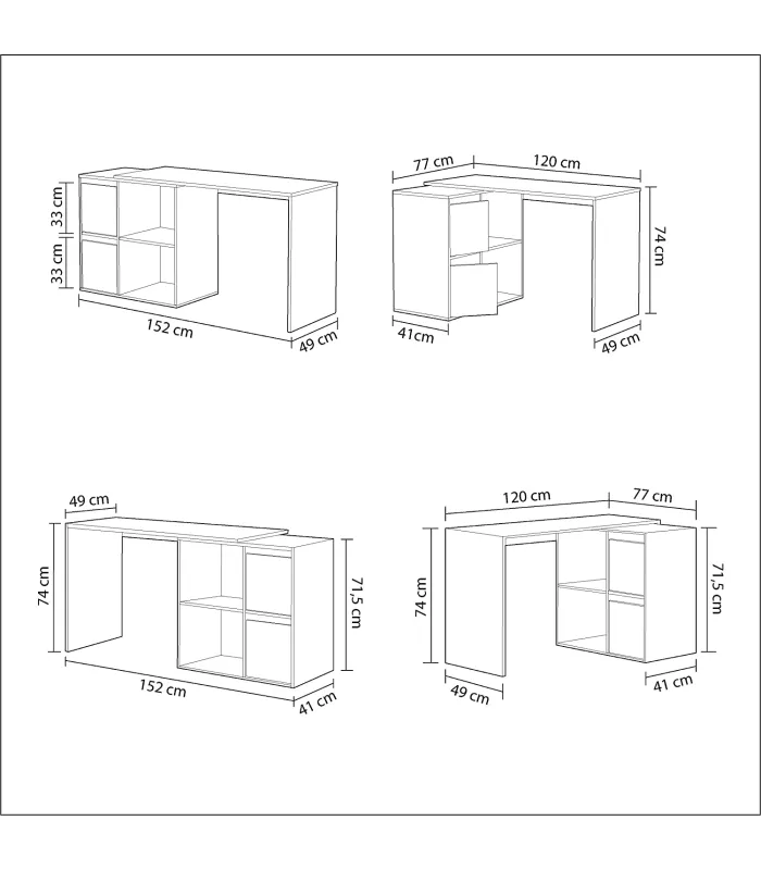Escritorio Adapta blanco con 2 puertas y 2 huecos