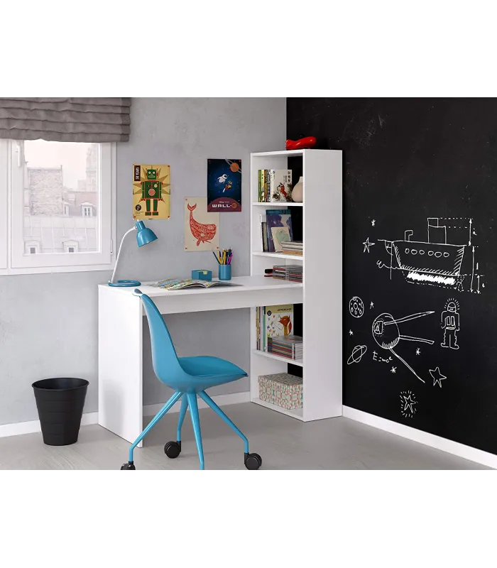 Escritorio Boston blanco con estantería reversible