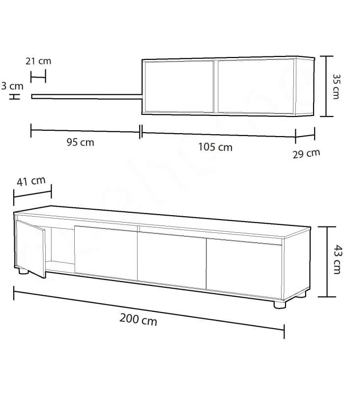 Conjunto para salón Alida 43 cm(alto)200cm(ancho)41 cm(largo)