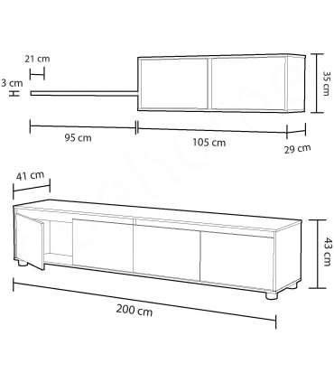 Conjunto para salón Alida 43 cm(alto)200cm(ancho)41 cm(largo)