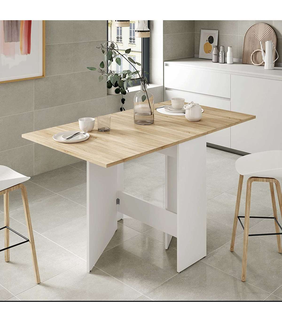 Mesa cocina plegable Swing blanco 