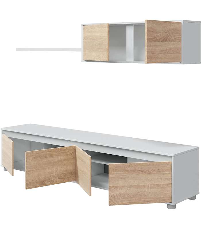 Frs Conjuntos salon Mueble salón Alida roble canadian y blanco