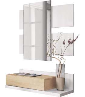 Recibidor con cajón + Espejo Modern en acabado madera natural