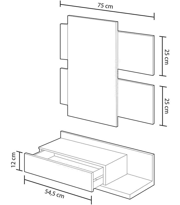 Hall with drawer + Modern Mirror