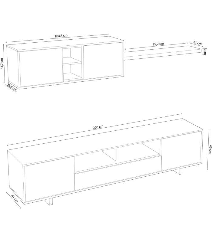 Frs Conjuntos salon Mueble de salon Sirva 46 cm(alto)200