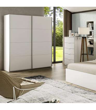 Wardrobe with two sliding doors Arya 150 cm in white artik