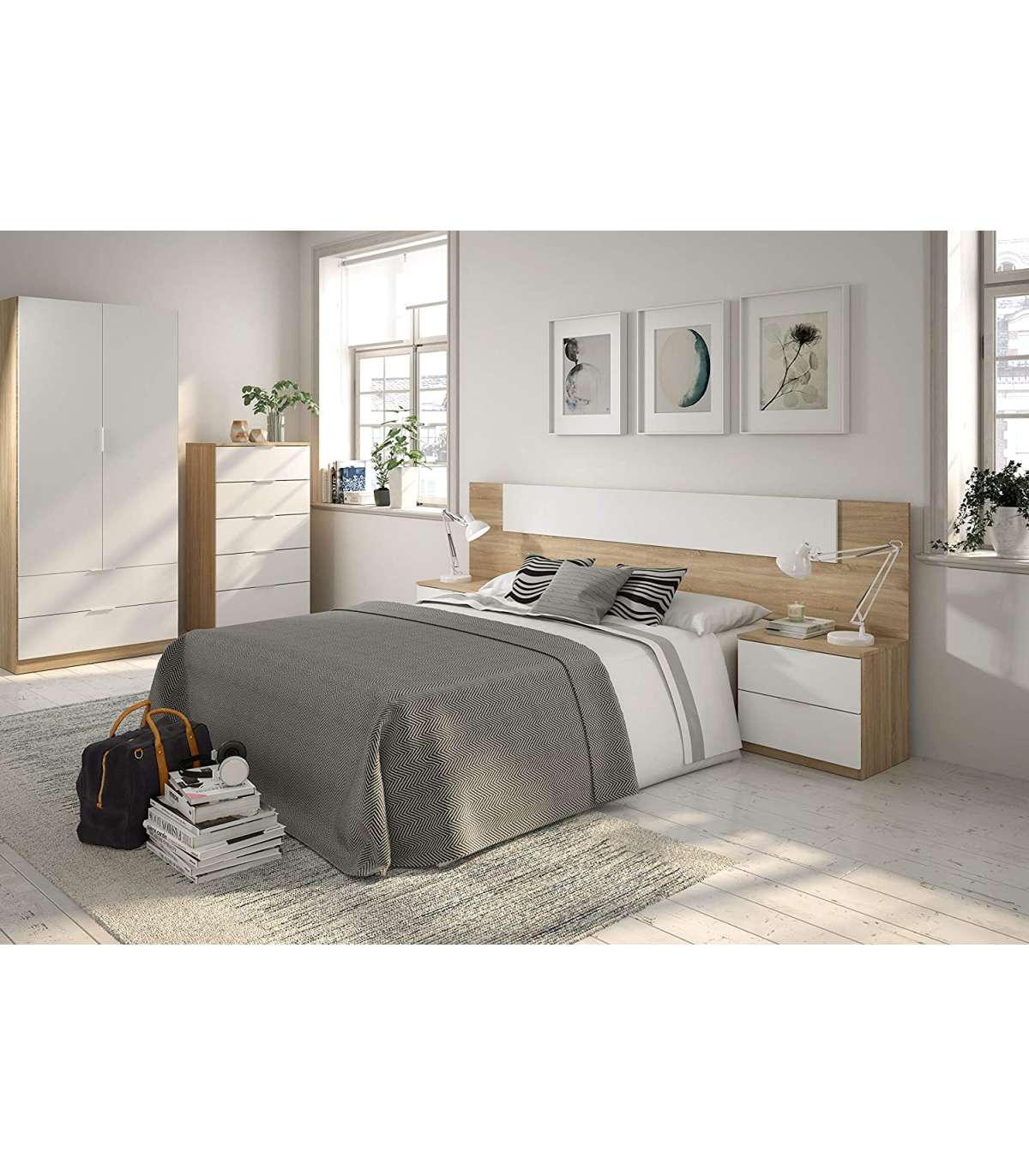Armario ropero dormitorio pequeño con dos cajones melanina
