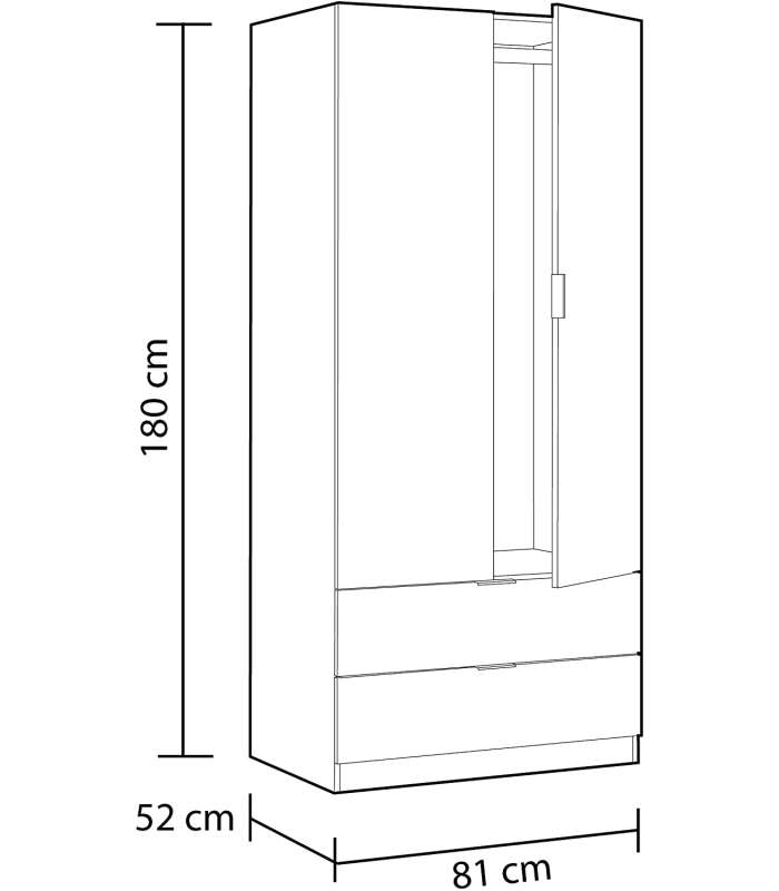 Armario ropero 2 puertas 2 cajones varios colores a elegir 180