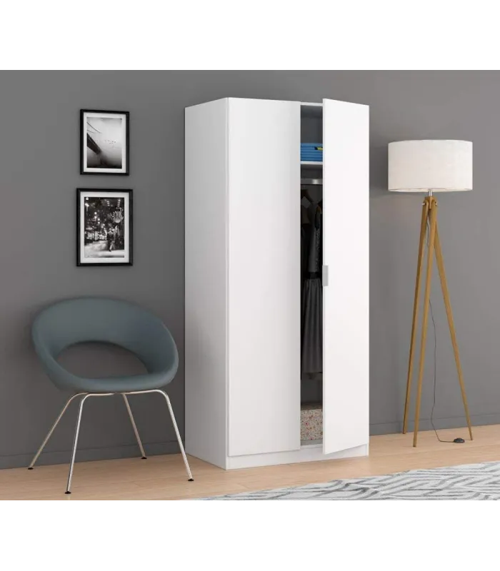Armario Herro blanco 2 puertas, 180x81x52 cm