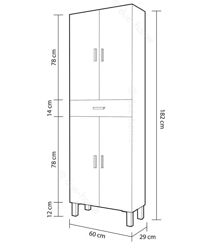 Bathroom column with 4 doors and 1 drawer.