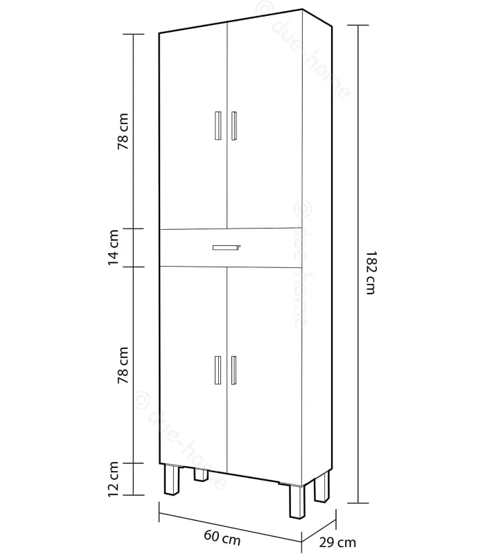 Columna baño Kris 4 puertas y 1 cajón, blanco brillo