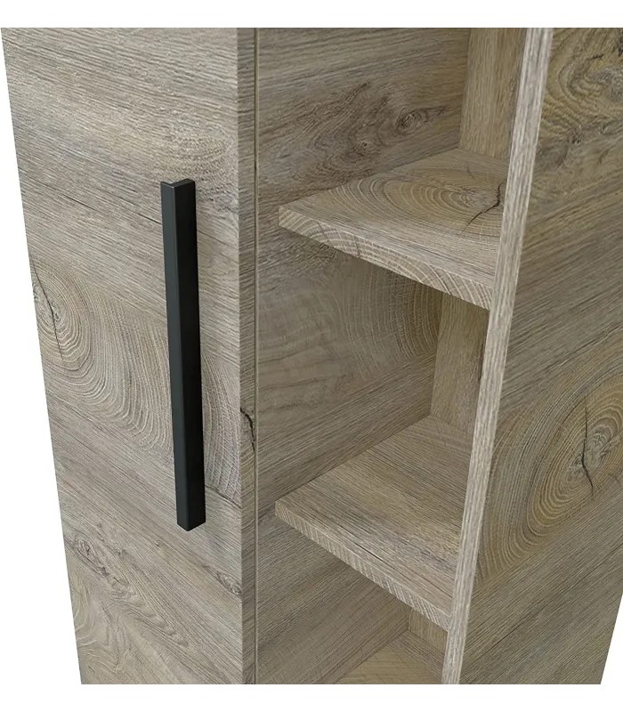 Columna suspendida para baño con una puerta y estantes acabado