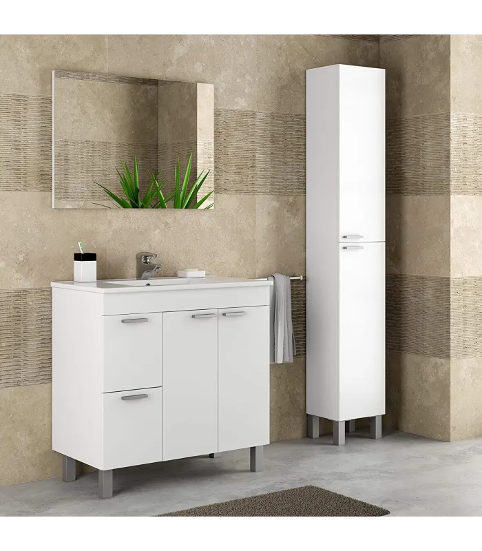 Coluna de casa de banho alta Kris com 2 portas em cinza ou