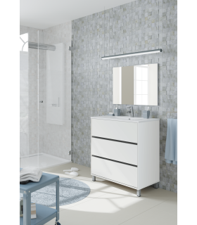 Mueble de lavabo Kalma en acabado color madera y blanco 90