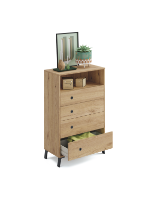 Cómoda Camila en color roble, 120x74.5x40 cm