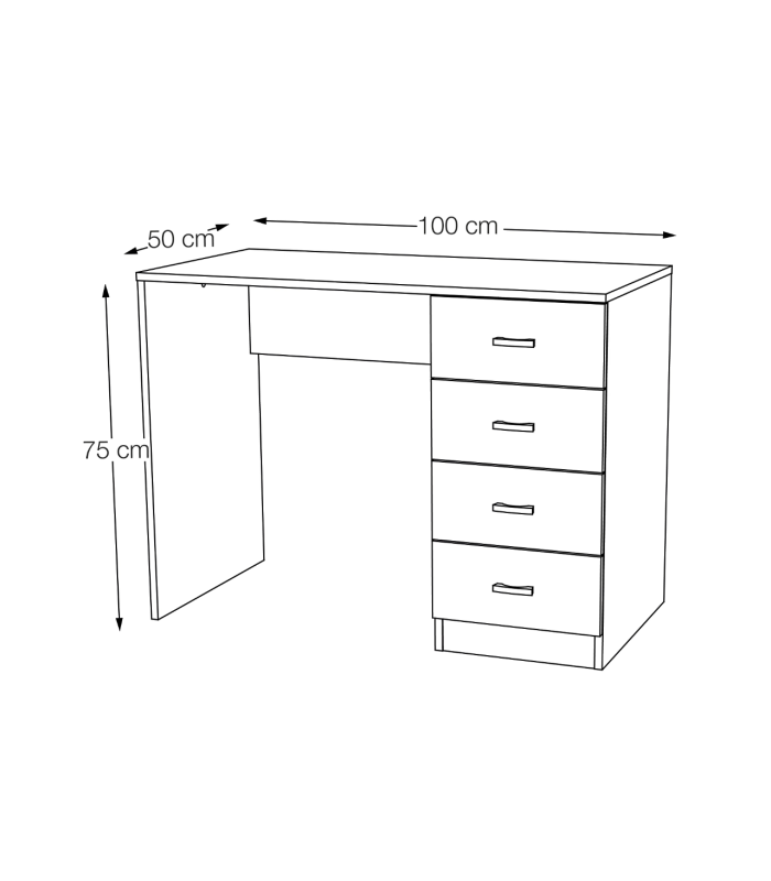 Studio table 4 oak or white drawers.