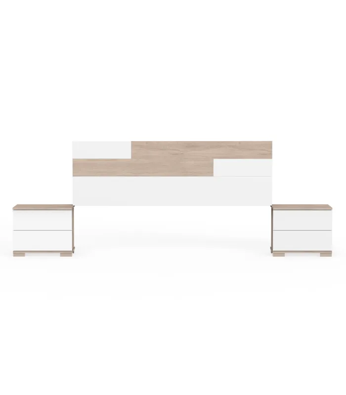 Conjunto cabecero y mesitas Erika en blanco