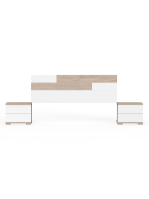 Conjunto de auriculares e mesas em branco/aurora