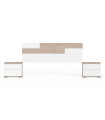 Tête de lit et tables de chevet Erika en finition blanc/aurora 105 cm (hauteur) 212 cm (largeur)