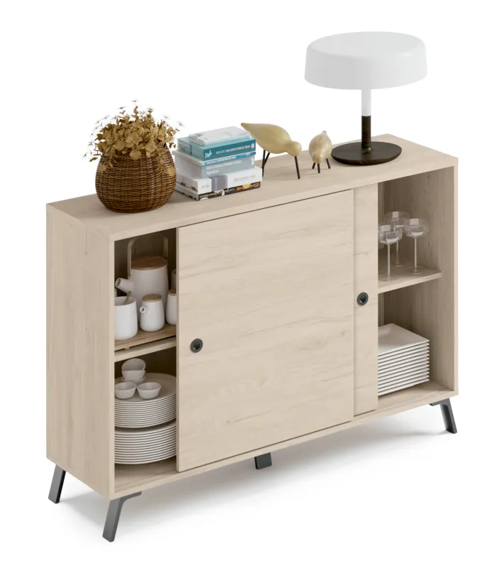 Aparador Kamet roble aurora, 87x120x40 cm, elegante y funcional