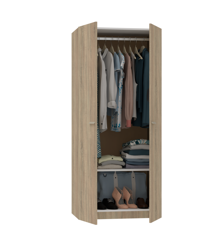 Multipurpose wardrobe shoemaker sliding doors in two colors.