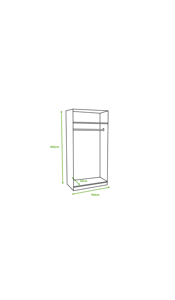 Armario 2 puertas correderas acabado roble o blanco 200