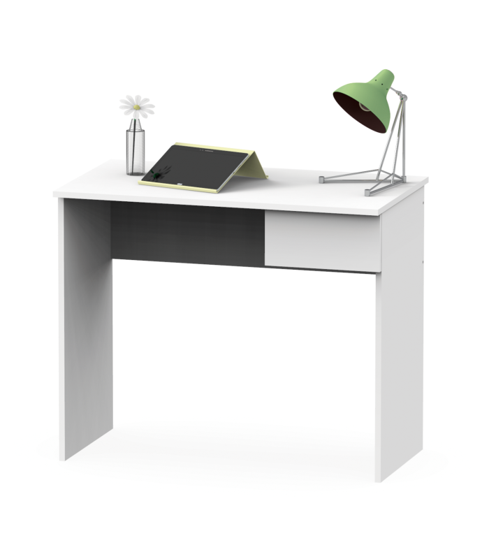 Turin desk table with a drawer in two colors.