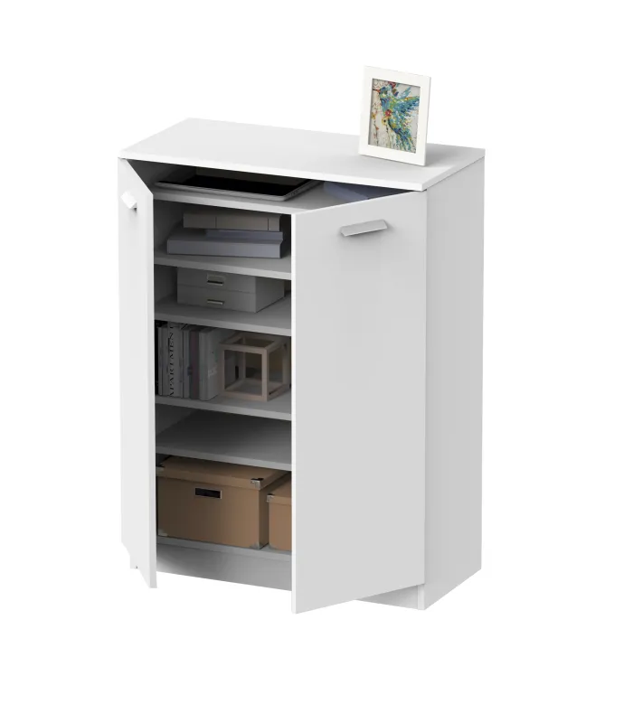 Armario multiusos blanco mate 2 puertas, 5 estantes