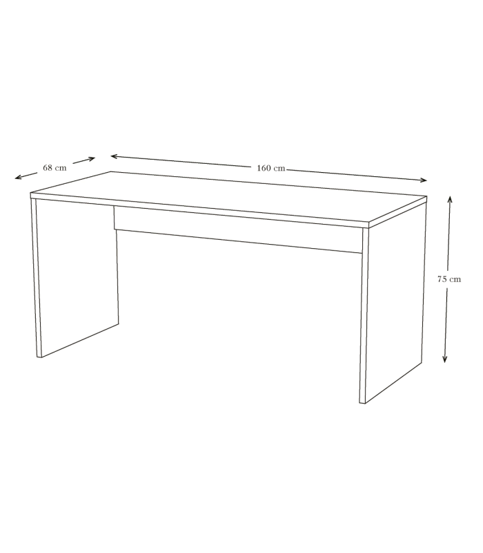 White office table width 160 cm