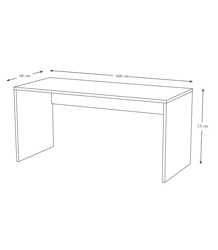 White office table width 160 cm