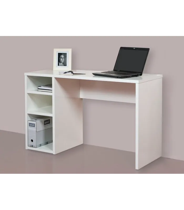 Study table with oak or white shelves.