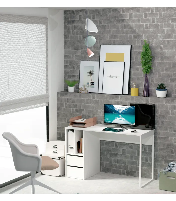 Mesa escritorio Nolita blanco, 74x120x55 cm
