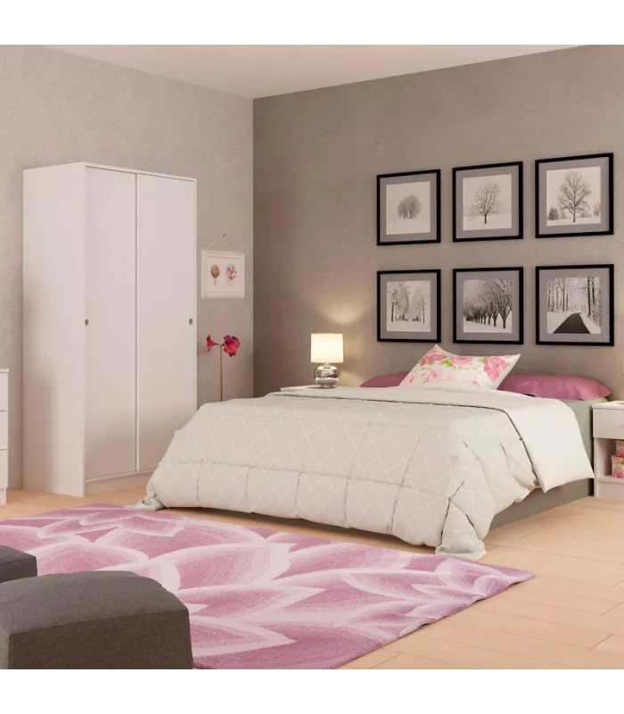 Armario blanco 2 puertas correderas 180 cm