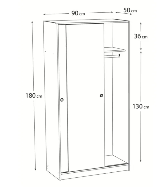 Armario blanco 2 puertas correderas 180 cm