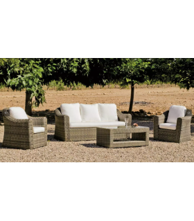 Conjunto sofa 3 plazas + 2 sillones con cojin + mesa centro