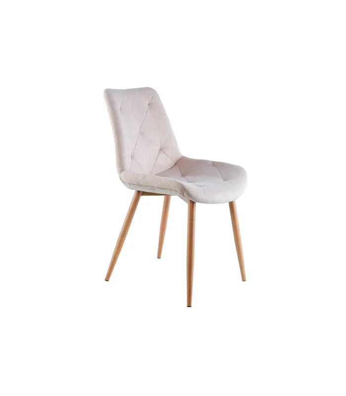 Pack de 4 sillas Marlene beige y roble, 85 cm alto