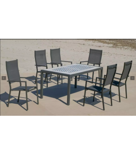 copy of Conjunto de mesa + 4 sillones en aluminio Palma/Eden