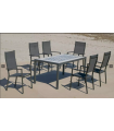 Conjunto de mesa + 6 sillones en aluminio Gondola/Janeiro-160/6 en acabado antracita