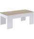 Mesa centro elevable en blanco artik y roble canadian 45