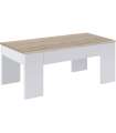 Table basse relevable Carla en blanc artik et chêne canadien 45 cm(hauteur)100 cm(largeur)50 cm(longueur)