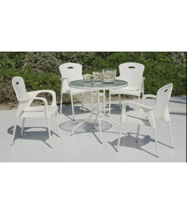 copy of Table set + 4 armchairs in aluminium Palma/Eden 150/4.