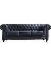 Canapé Chesterfield 3 places en tissu velours ou semi-cuir 211 cm (largeur) 75 cm (hauteur) 84 cm (profondeur).