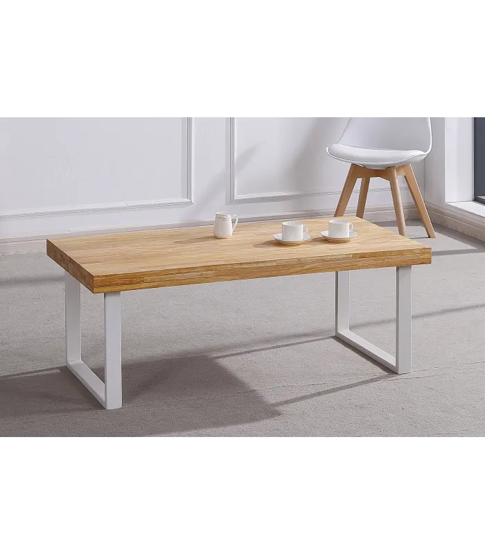 Mesa centro Natural en roble nordish-blanco, 120x60 cm