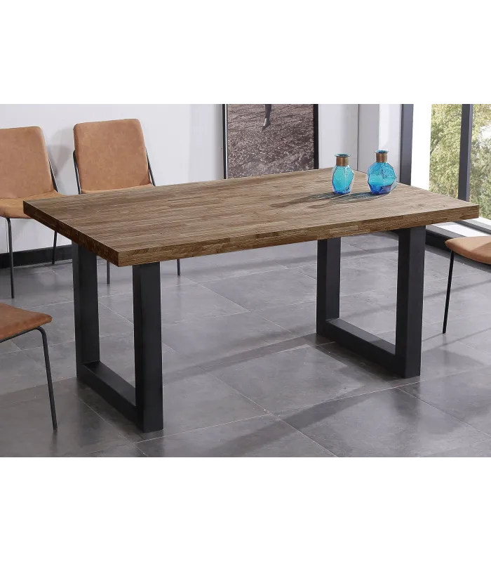 Mesa de comedor Loft Roble American/Negro 160x100 cm